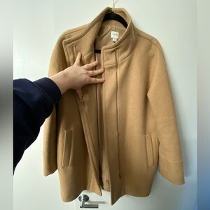 J. Crew Wool-Blend Tan Coat, size 10